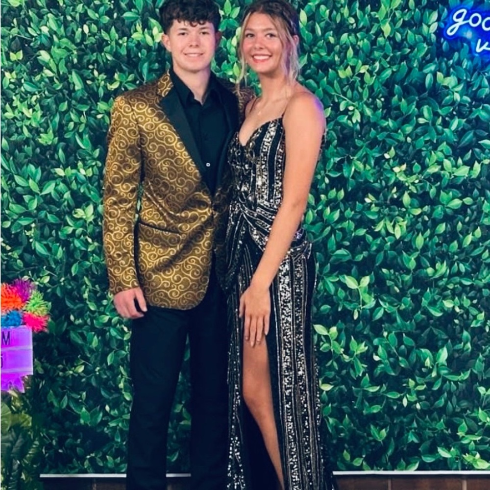 Jovani Black and Gold Prom Dress